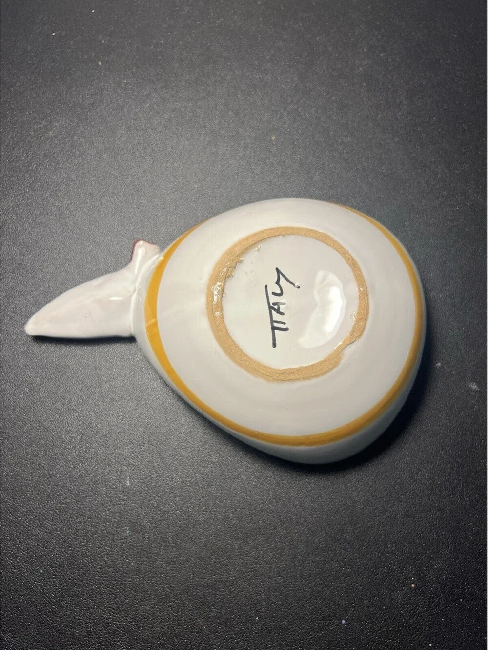 Italian Vintage 1960s Pear Serving Dish Bowl Hand-Painted White Yellow, 7.5x2.5”